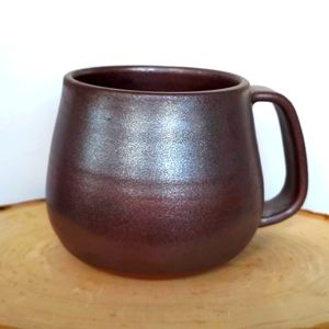 Japanese Pottery Brown/Silver Metallic Glaze Raku Mug